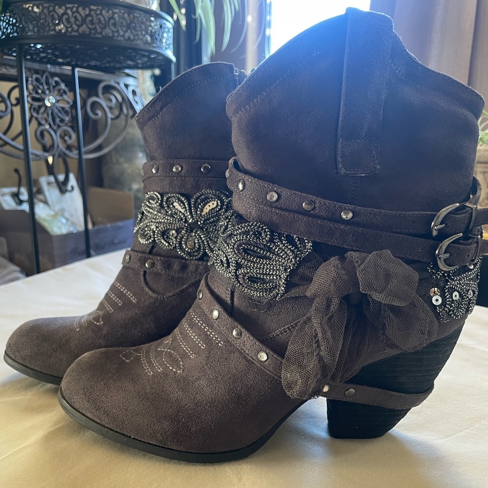 Embellished Grey Ankle Boots by Not Rated